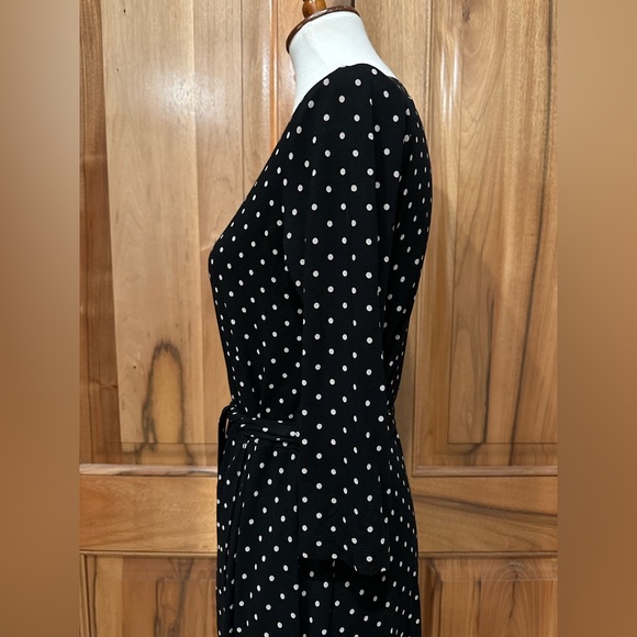 Ines de la Fressange, Paris Gorgeous Black w/ Cream Polka Dot Belted Dress EUC S - Picture 5 of 16